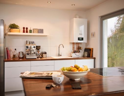 Residential boiler installed in a kitchen by INGEN GAS